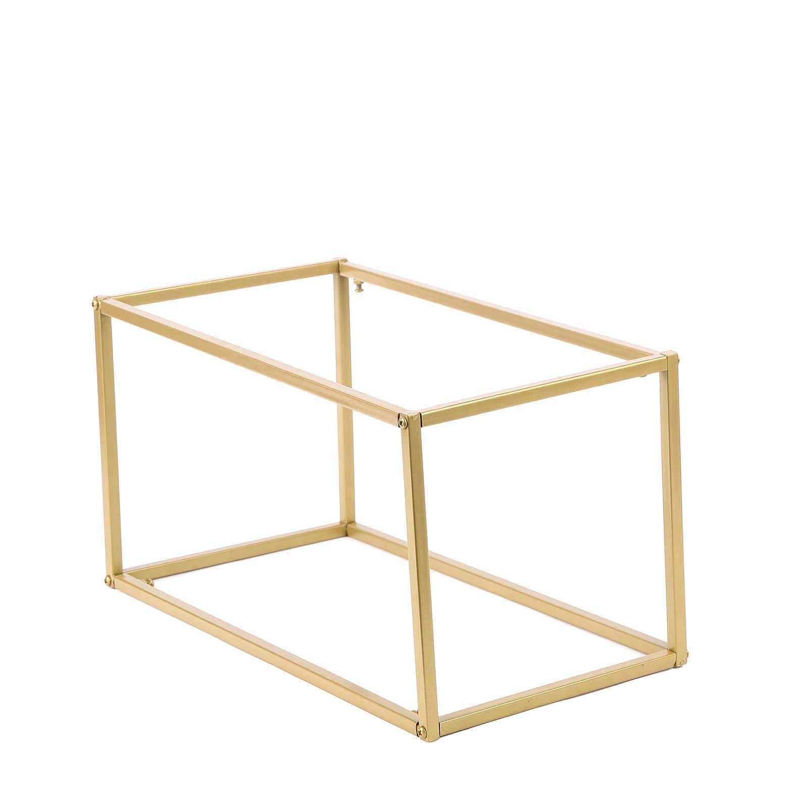 2-Pack Wedding Flower Stand Gold Metal Geometric Column Frame Rectangular - Versatile Floral Pedestal for Sophisticated Arrangements 16"