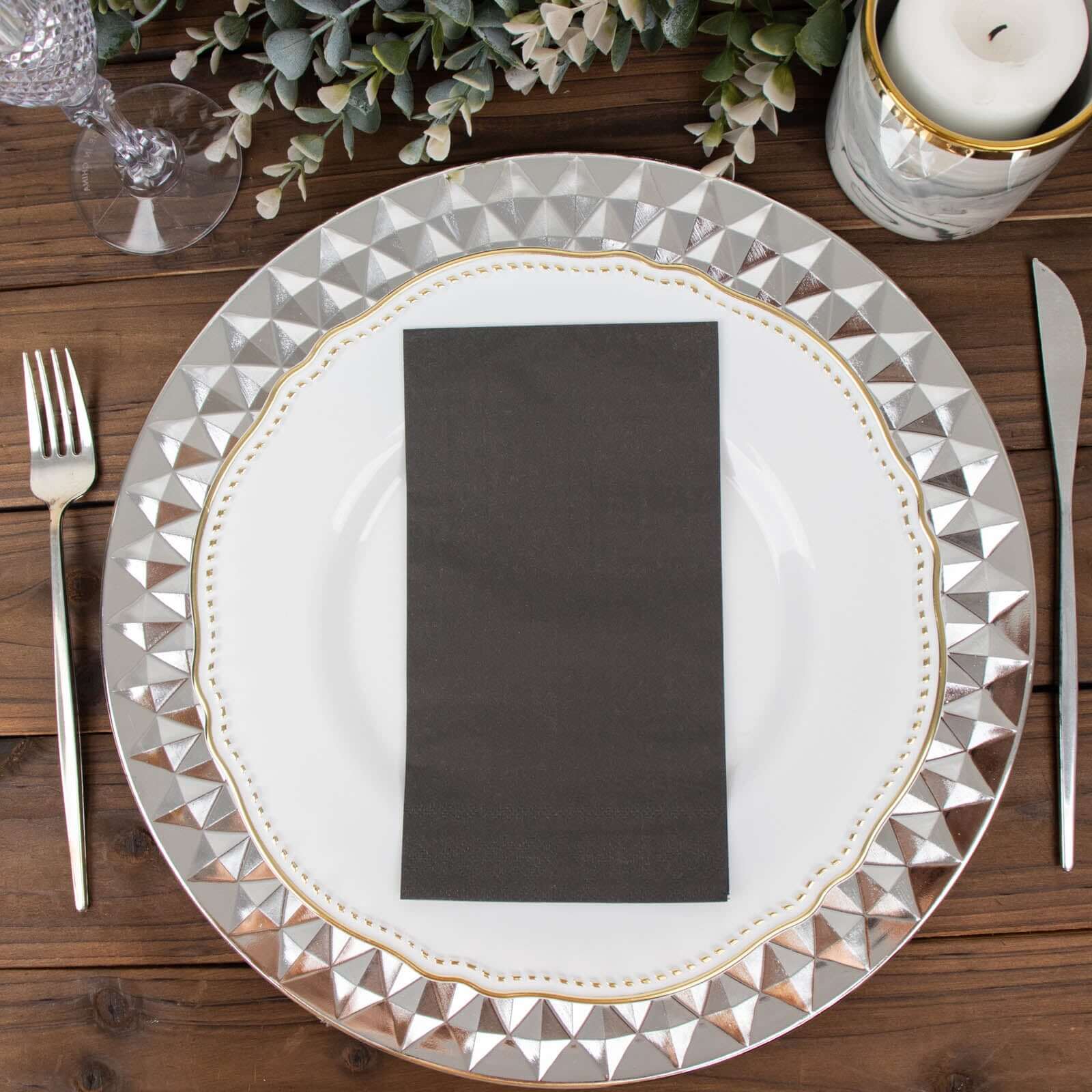 50-Pack Paper Napkins Soft Black - Disposable 2-Ply Cocktail and Beverage Napkins for Weddings