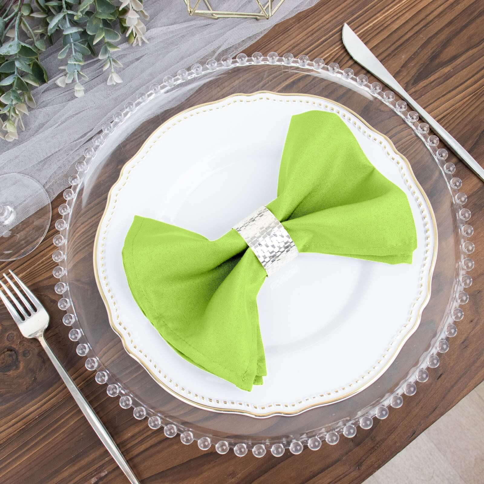 5 Pack Polyester 17"x17" Napkins Apple Green - Durable & Wrinkle Resistant Dinner Napkins