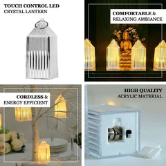 6-Pack Acrylic LED Lanterns Hanging Warm White Design - Decorative Dimmable Battery Operated Centerpiece 3.5"