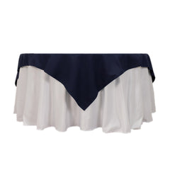 Cotton Blend 70"x70" Table Overlay Square Tablecloth Navy - Wrinkle-Resistant Fabric Table Topper