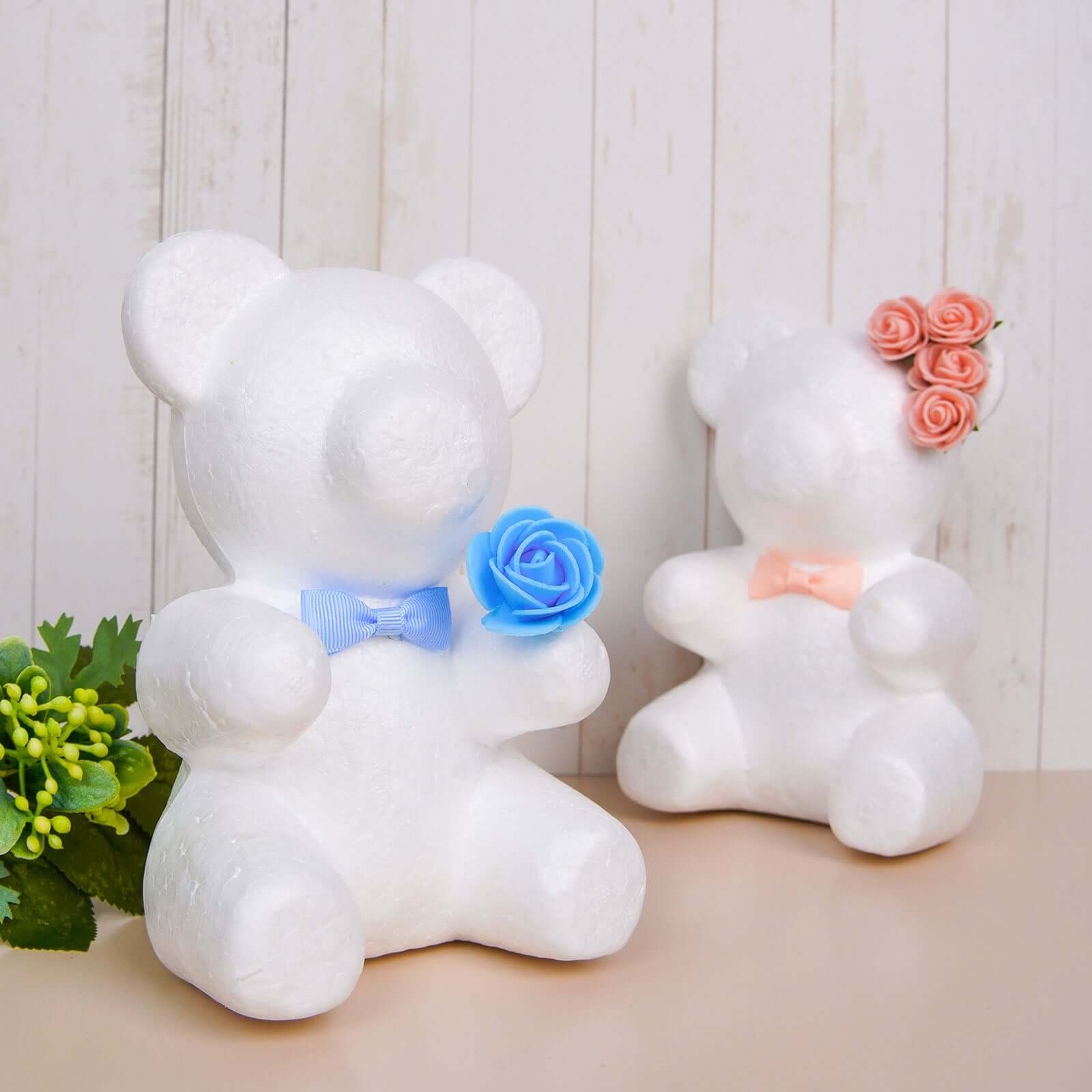 2 Pack 7" DIY White 3D Modeling StyroFoam Bears, Polystyrene Craft Foam Animals