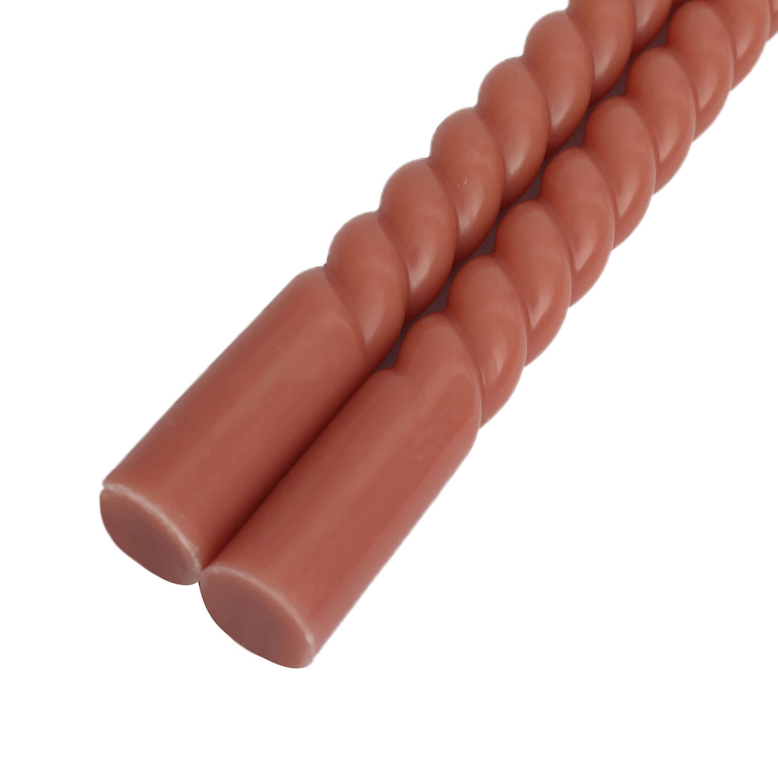 12-Pack Taper Candles Spiral Long Burn Wick Design Dark Nude - Premium Unscented Wax Dinner Candle Sticks 11"