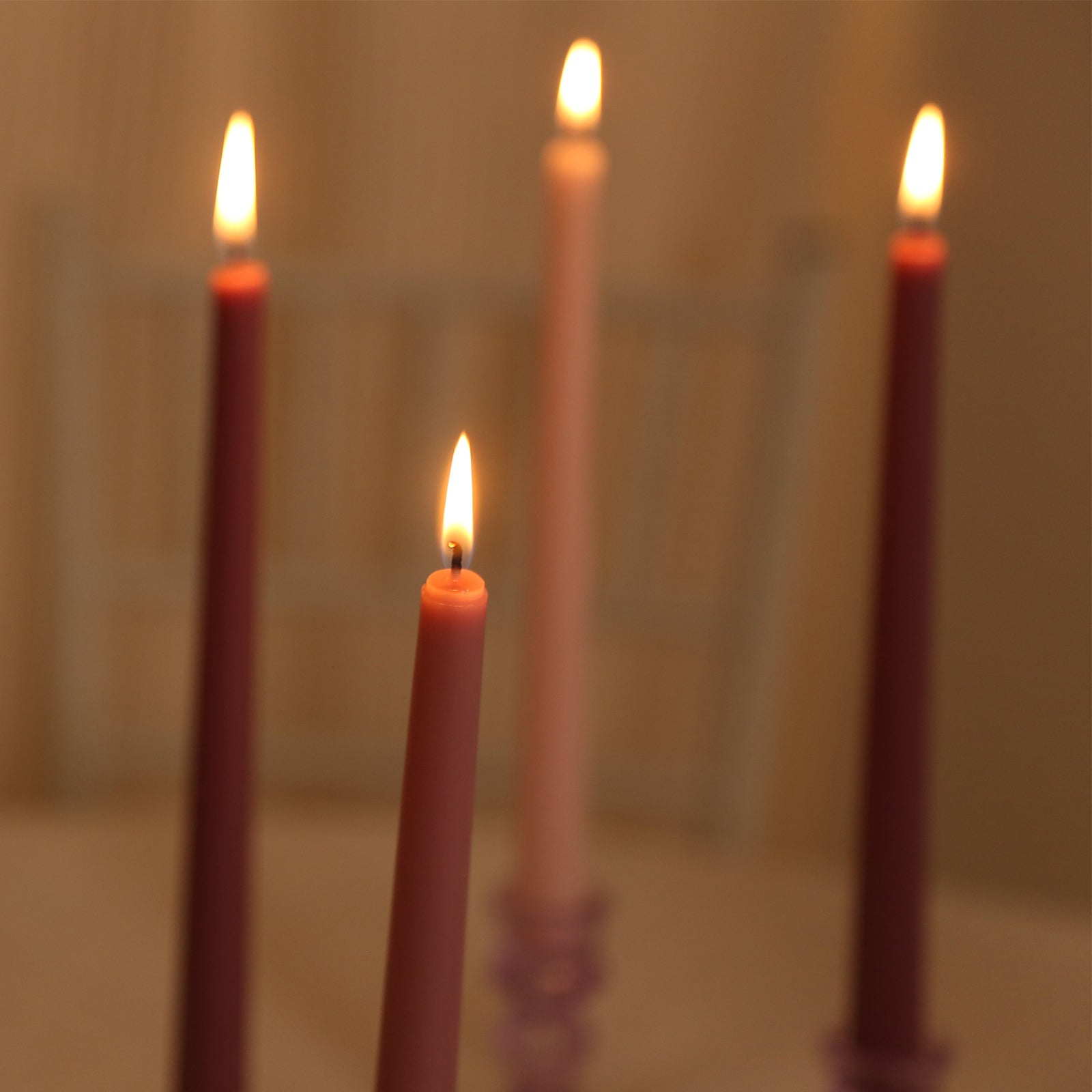 12-Pack Taper Candles Premium Wax Design Mixed Dusty Rose - Unscented Candles for Sophisticated Decor 10"