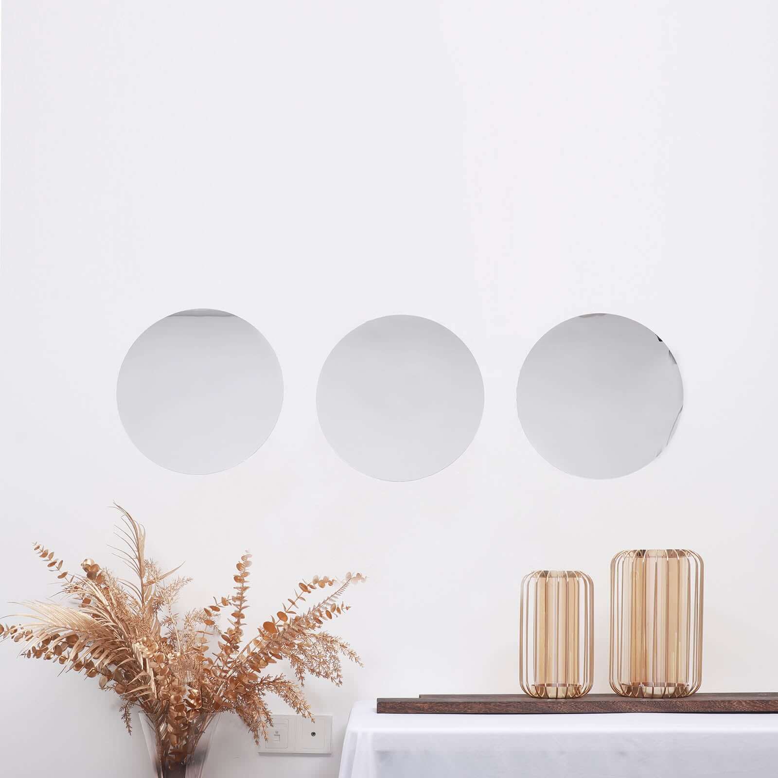 12 Pack Round Acrylic Mirror Wall Stickers, 16" Removable Wall Decals For Home Decor