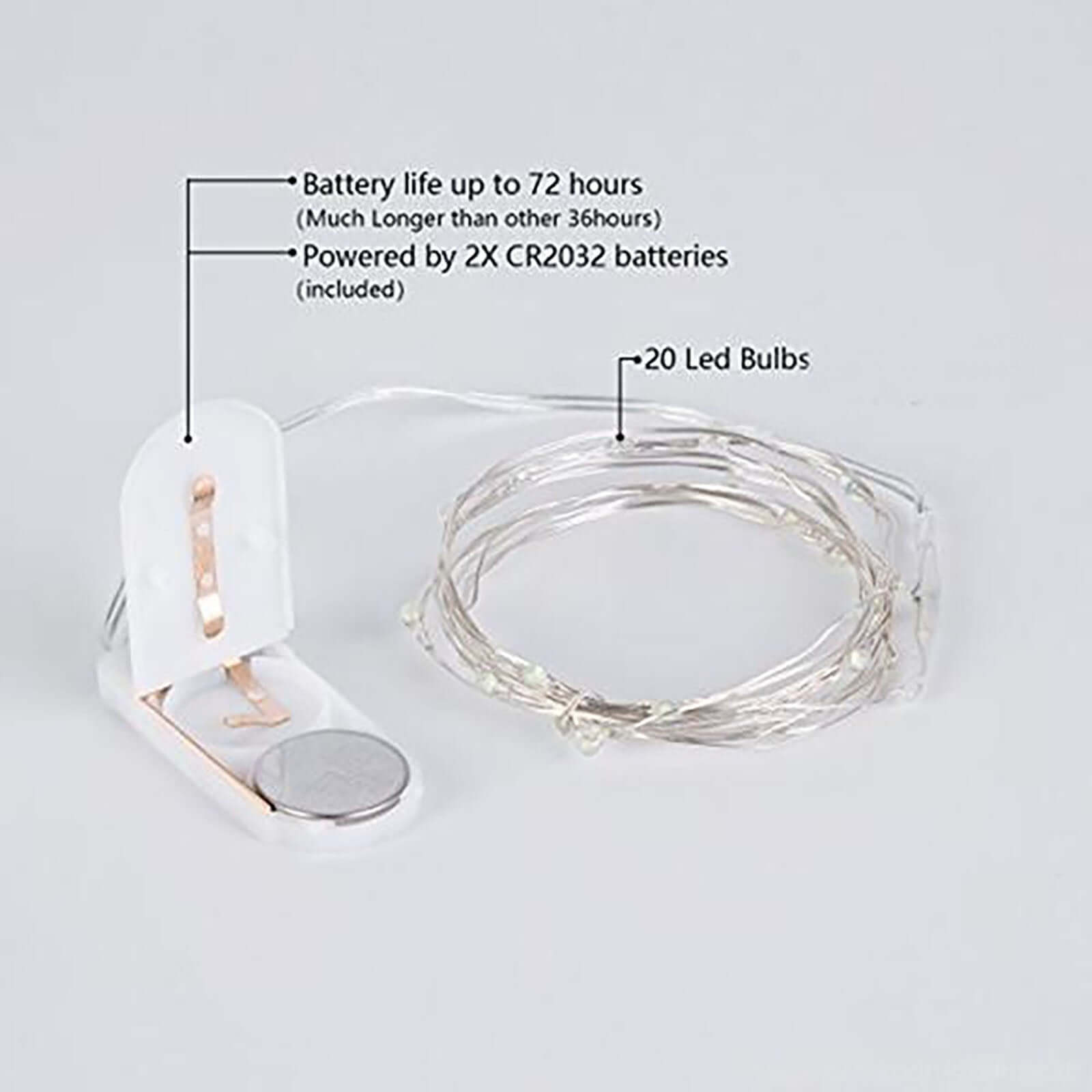 20 LED Micro Fairy String Lights Starry Bright Design Light Blue - Battery Operated Party Accent 90"