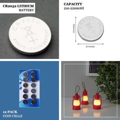 12-Pack Lithium Coin Batteries CR2032 - 3 Volt Button Cell Design for Multi-Purpose Use