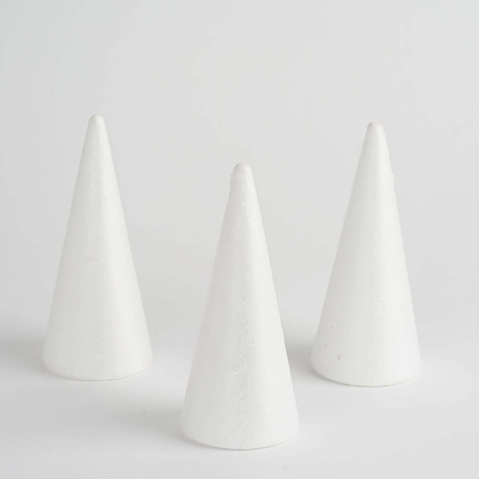 24 Pack 6" White Styrofoam Cone, Foam Cone For DIY Crafts