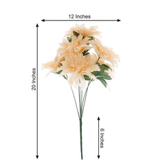 2 Bushes 20" Cream Large Head Artificial Dahlia Bouquet, Silk Bridal Flower Decorations