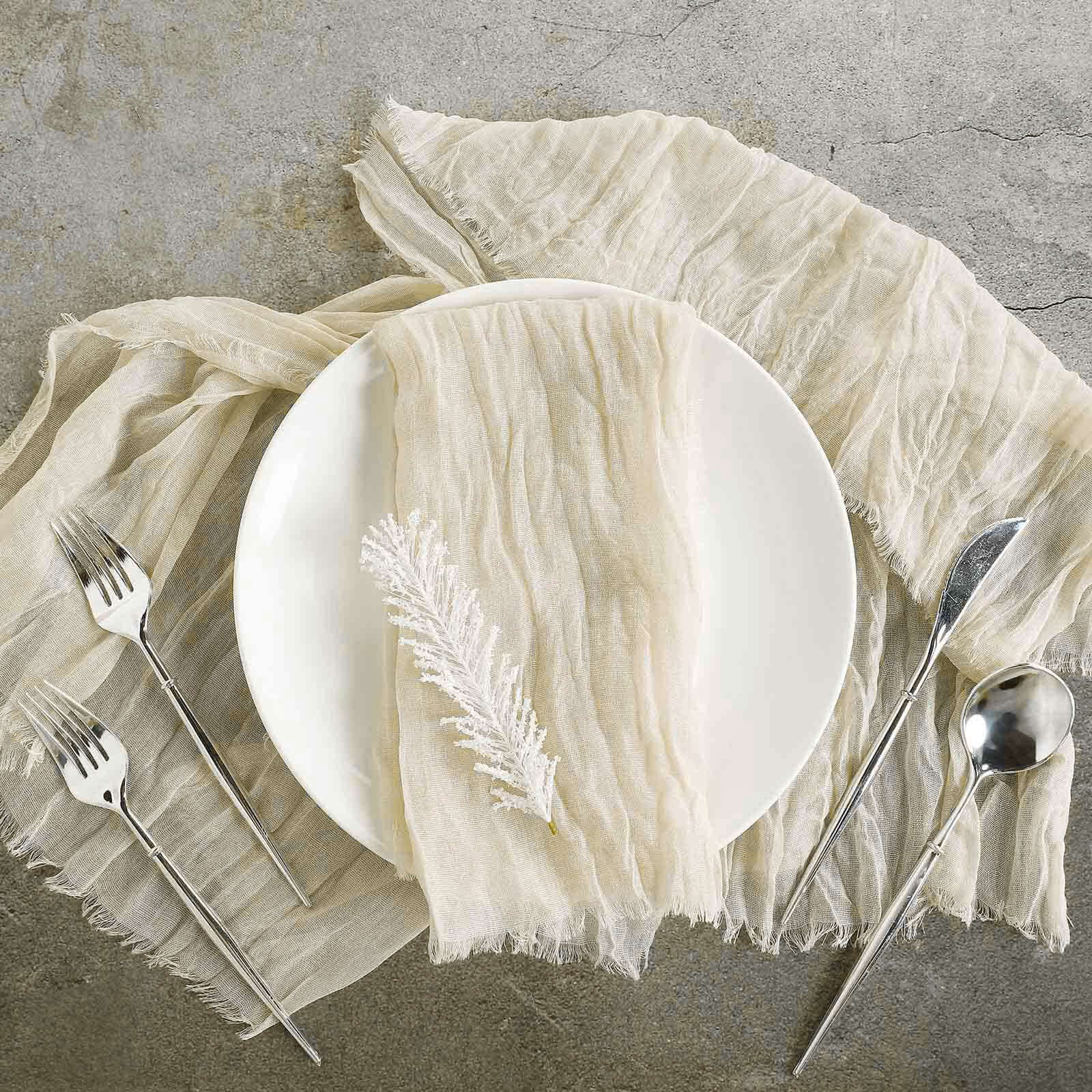 5 Pack Gauze Cheesecloth 24"x19" Napkins Cream Reusable Dinner Napkins