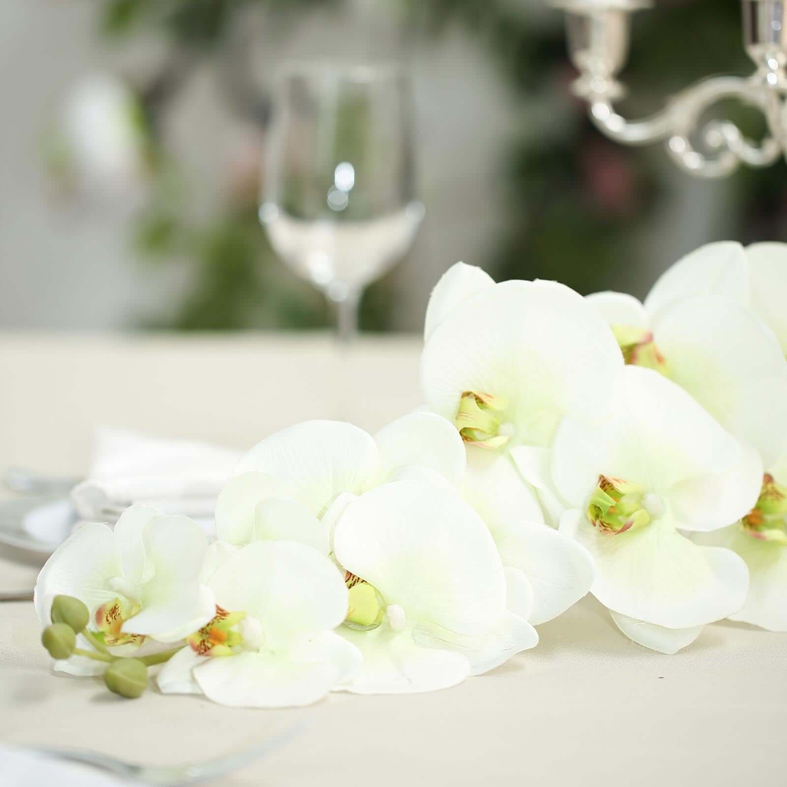 2 Stems 40" Tall Cream Artificial Silk Orchid Flower Bouquets