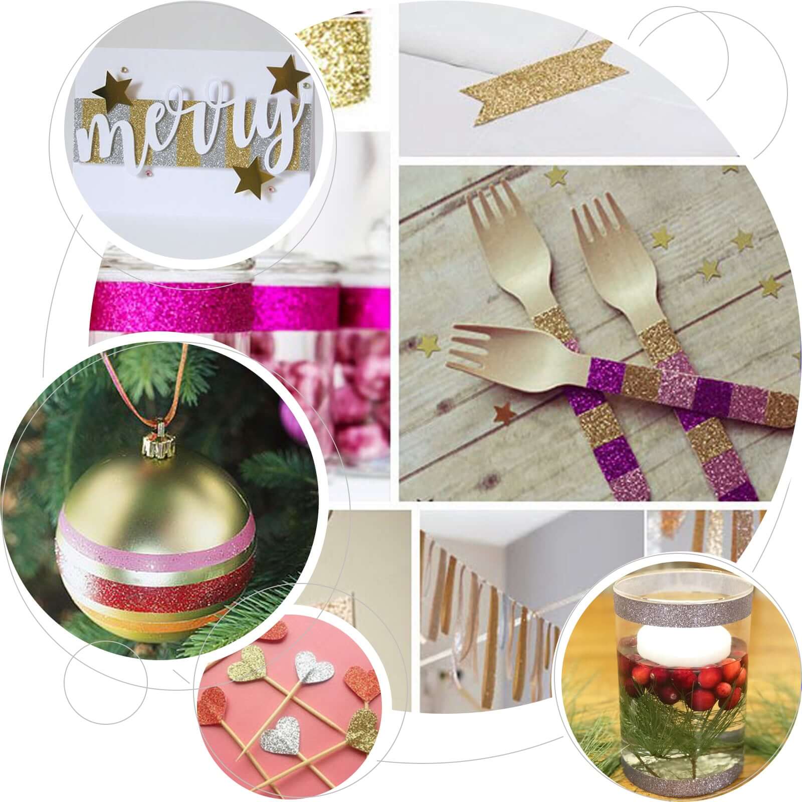 5 Pack 0.5"x5 Yards Purple Washi DIY Craft Glitter Tape