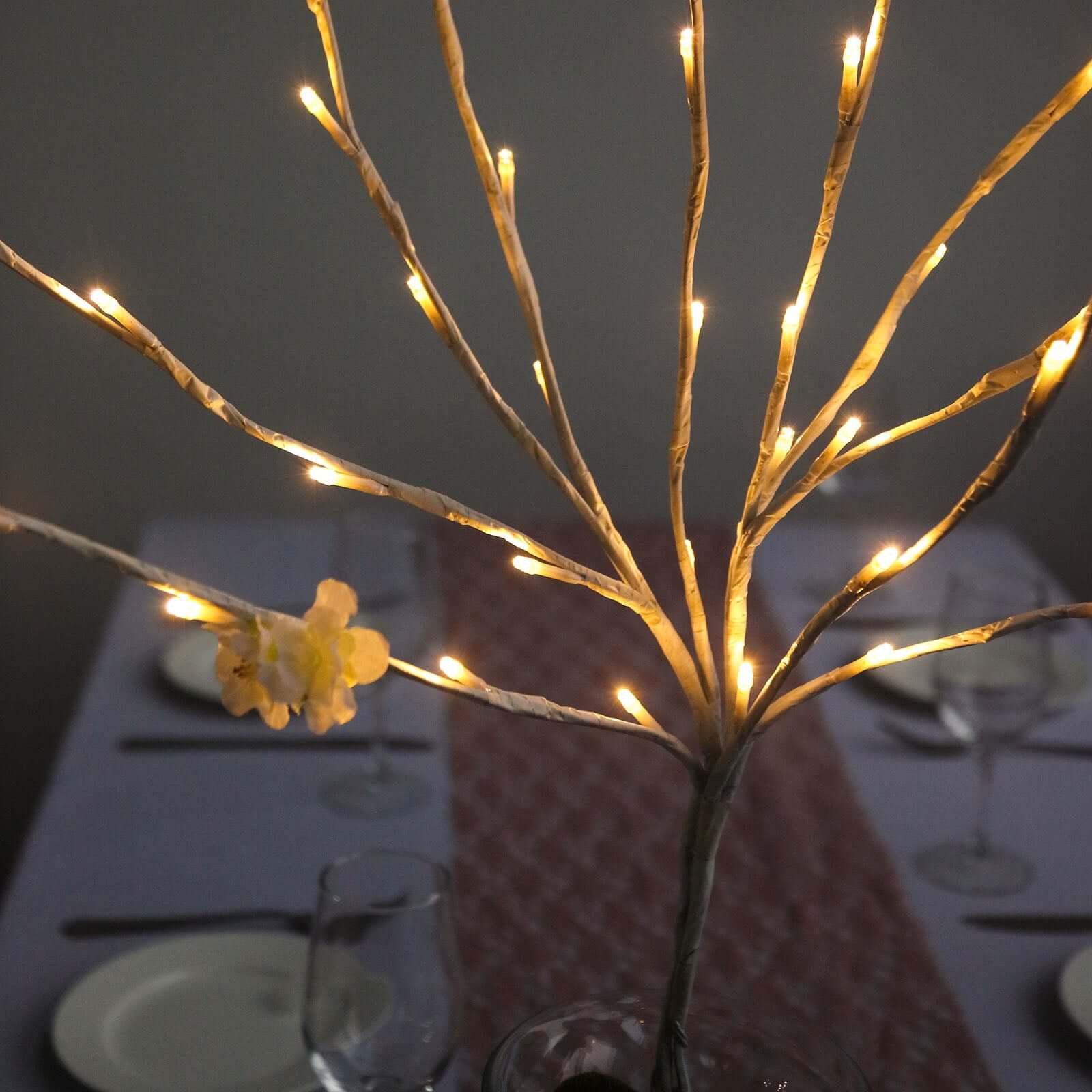 3-Pack LED Lighted Branches Artificial White - Warm White Tree Twig Lights with 60 Bright LED Bulbs 28.5"