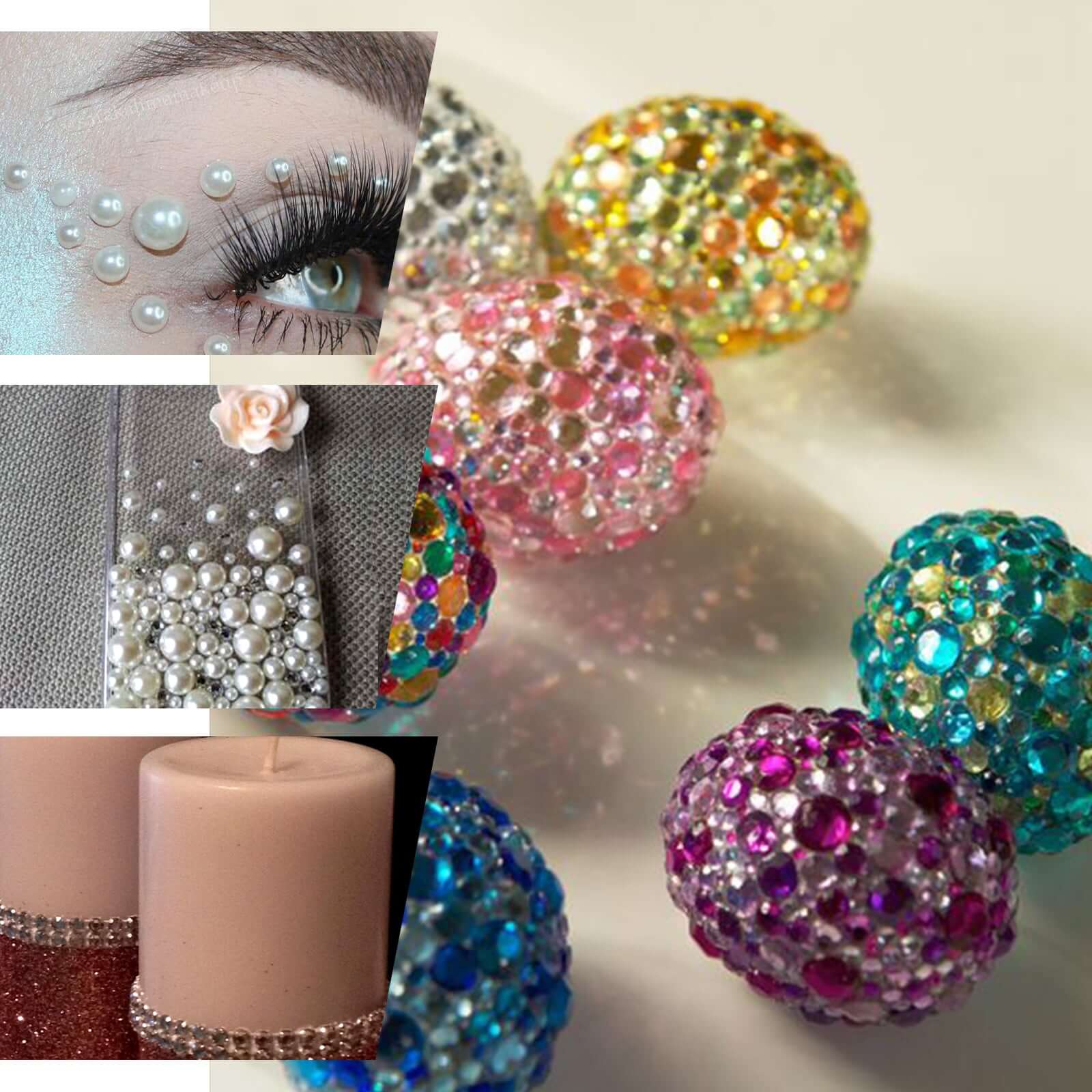 Gold Self Adhesive Pearl Rhinestone Stickers, DIY Craft Peel and Stick Gem Stickers