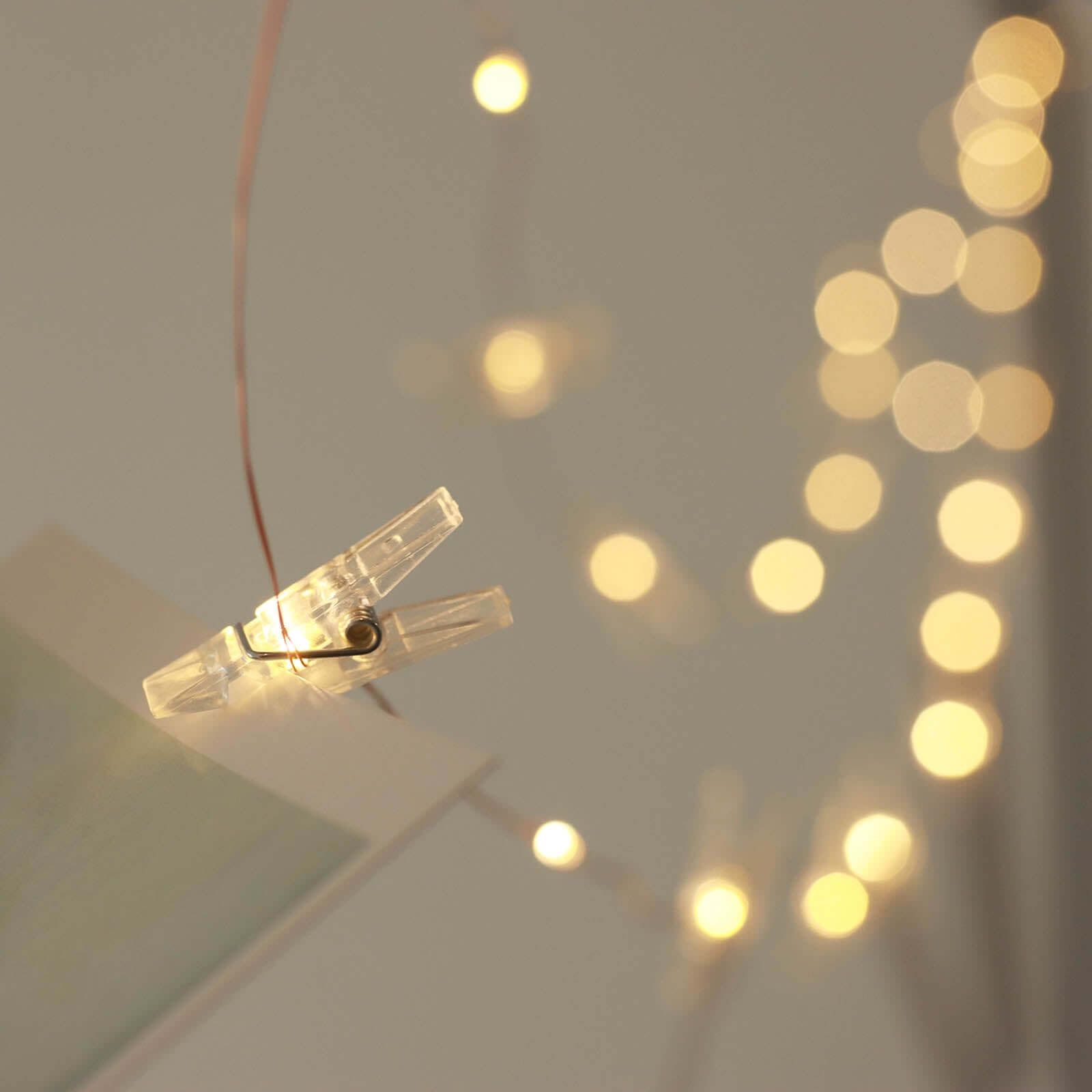 32ft Warm White 100 LED Clear Photo Clip Fairy String Light Garland