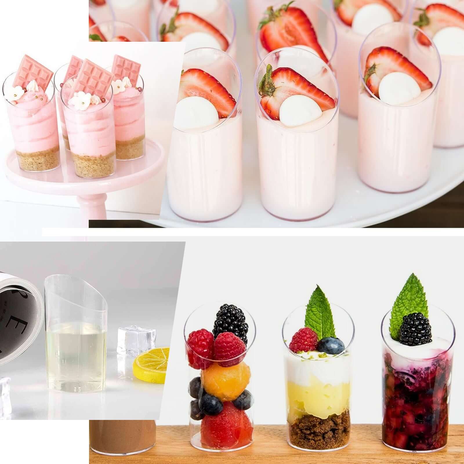 24-Pack Plastic Appetizer Cups Clear Diminutive Flasket - Lightweight Disposable Cups for Treats 3oz