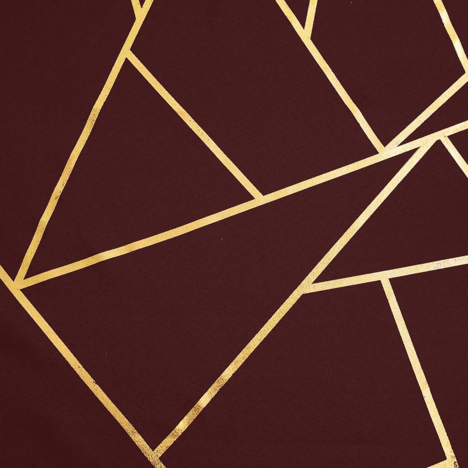 Polyester 9ft Table Runner Burgundy with Gold Foil Modern Geometric Accent