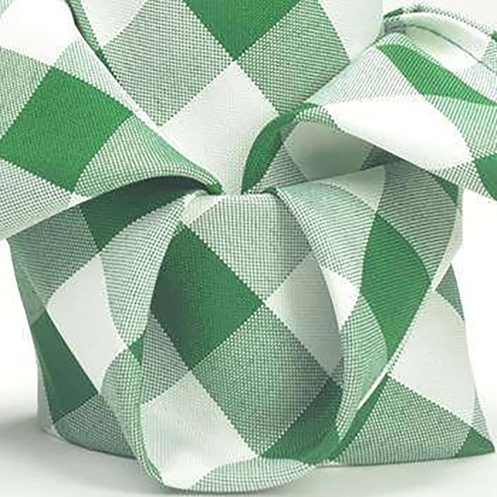 5 Pack Polyester 15"x15" Napkins Green/White Buffalo Plaid Gingham Style Cloth Napkins