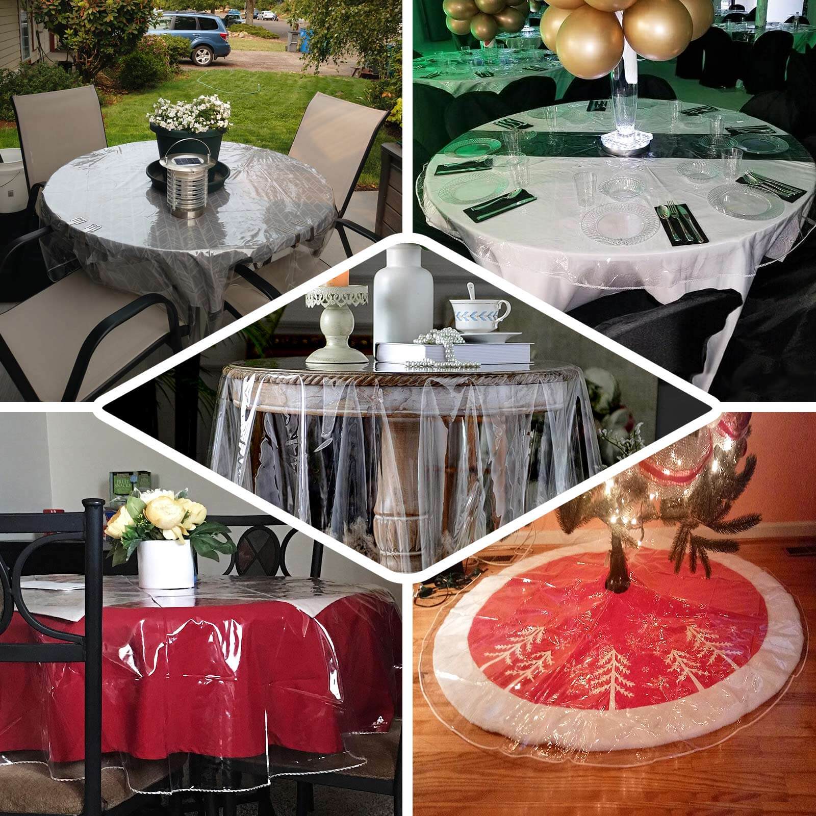 Vinyl Tablecloth Clear Eco-Friendly Round - Reliable PVC Tablecloth 70" 10 Mil Thick
