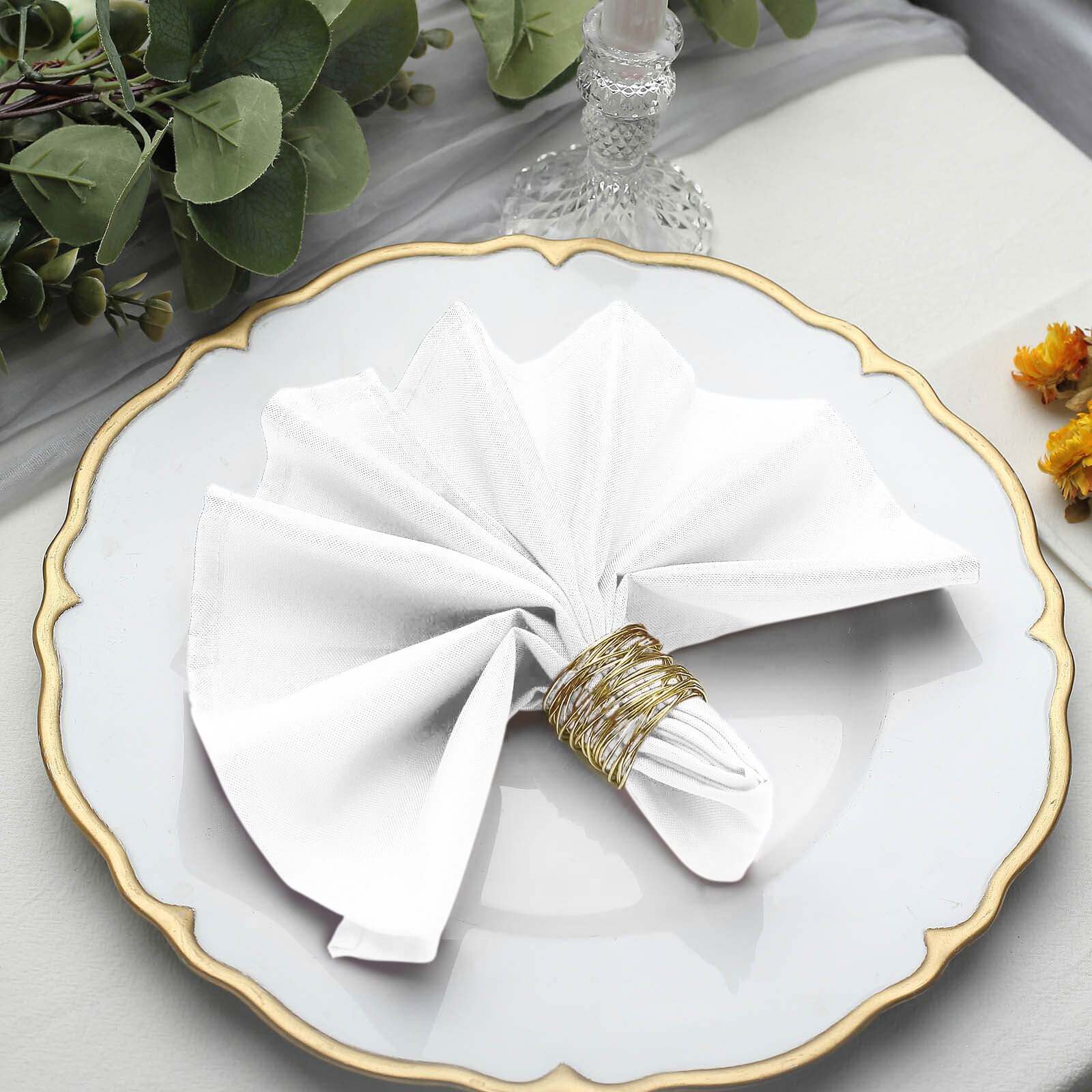 5 Pack Polyester 17"x17" Napkins White - Durable & Wrinkle Resistant Dinner Napkins for Everyday Dining & Events