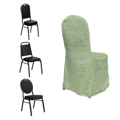 Crinkle Crushed Taffeta Chair Cover for Banquet Chairs Sage Green - Reusable Slipcover