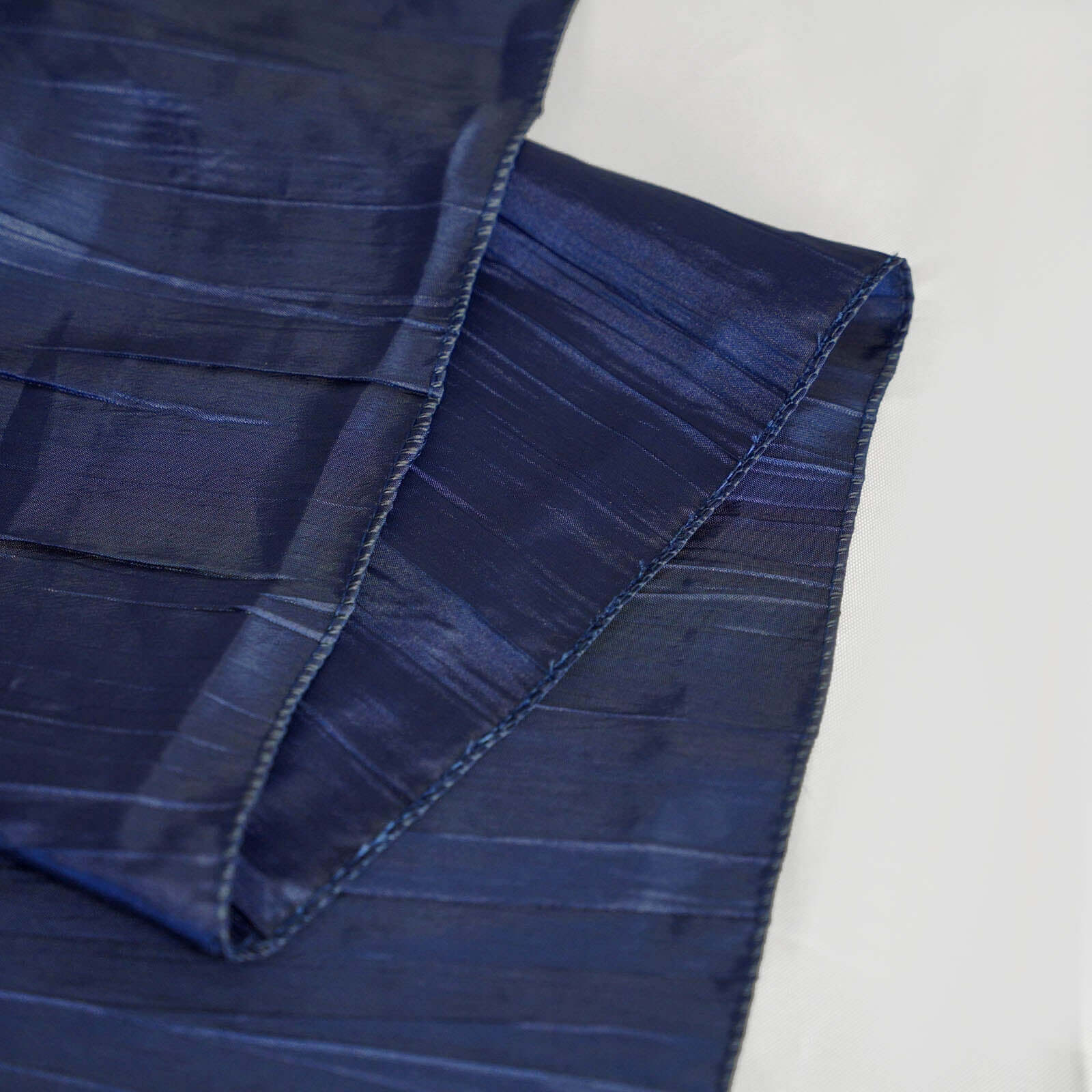 Taffeta 90"x90" Table Overlay Square Tablecloth Navy Blue - Accordion Crinkle Table Cover