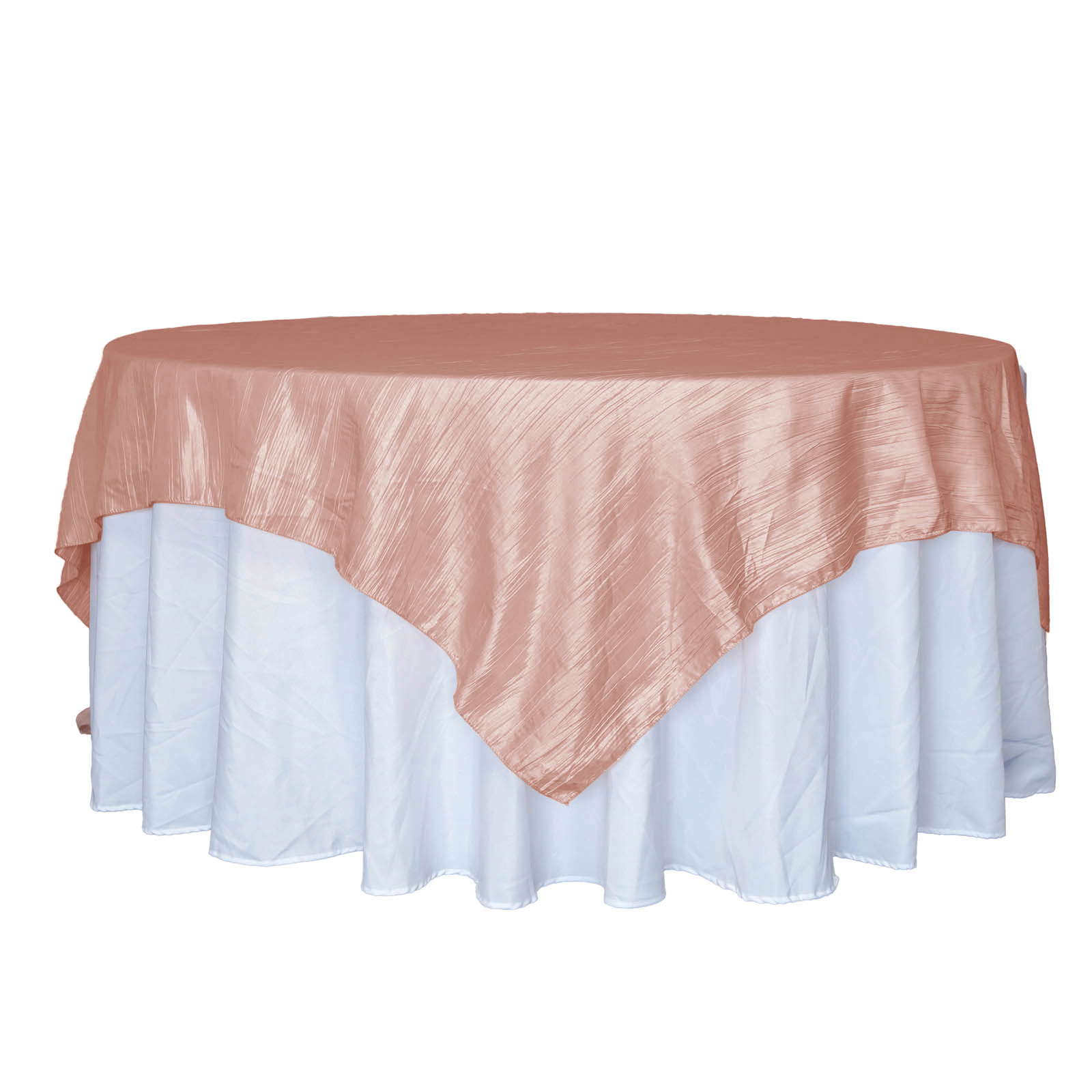Taffeta 90"x90" Table Overlay Square Tablecloth Dusty Rose - Accordion Crinkle Table Cover