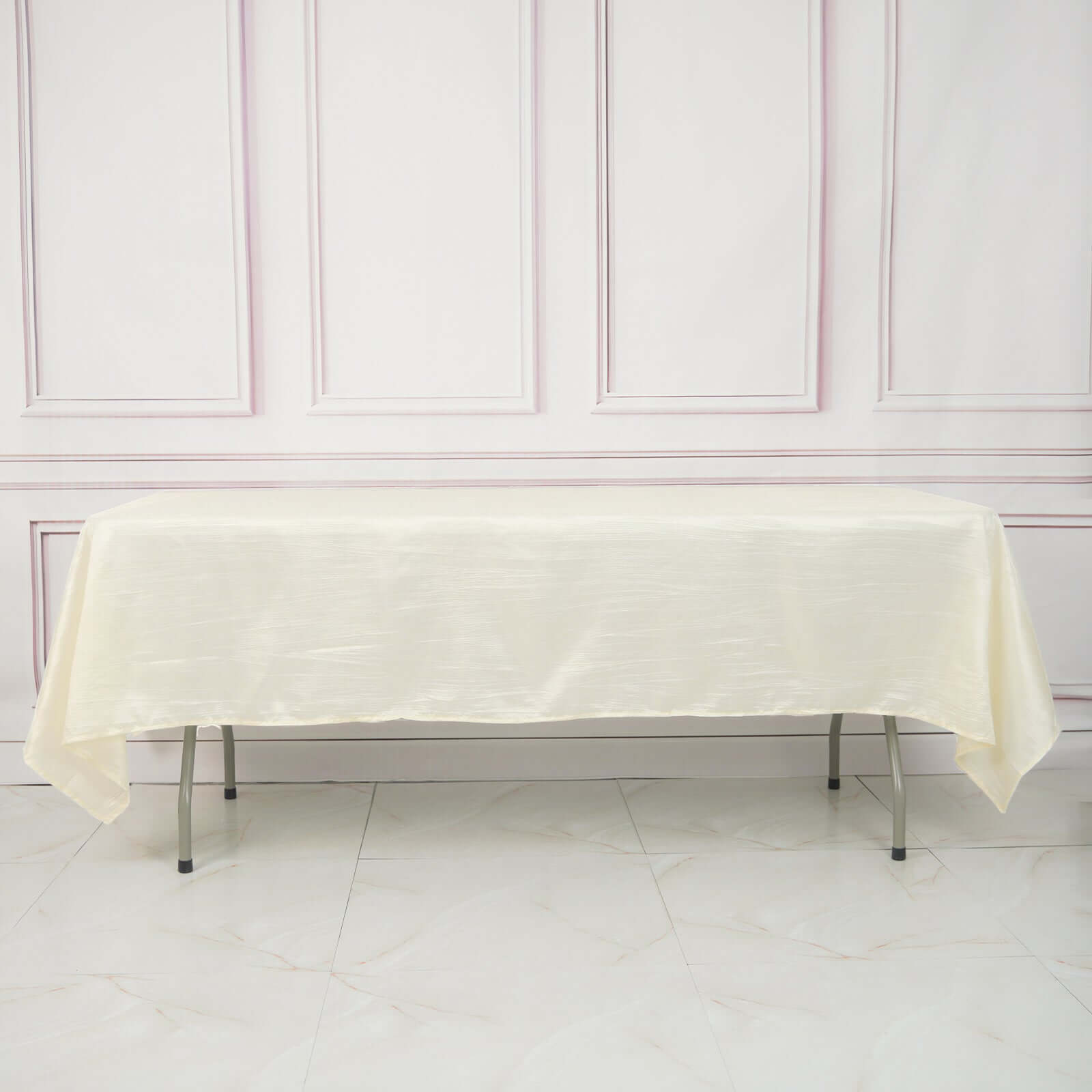 Taffeta 60"x102" Rectangle Tablecloth Ivory - Accordion Crinkle Table Cover