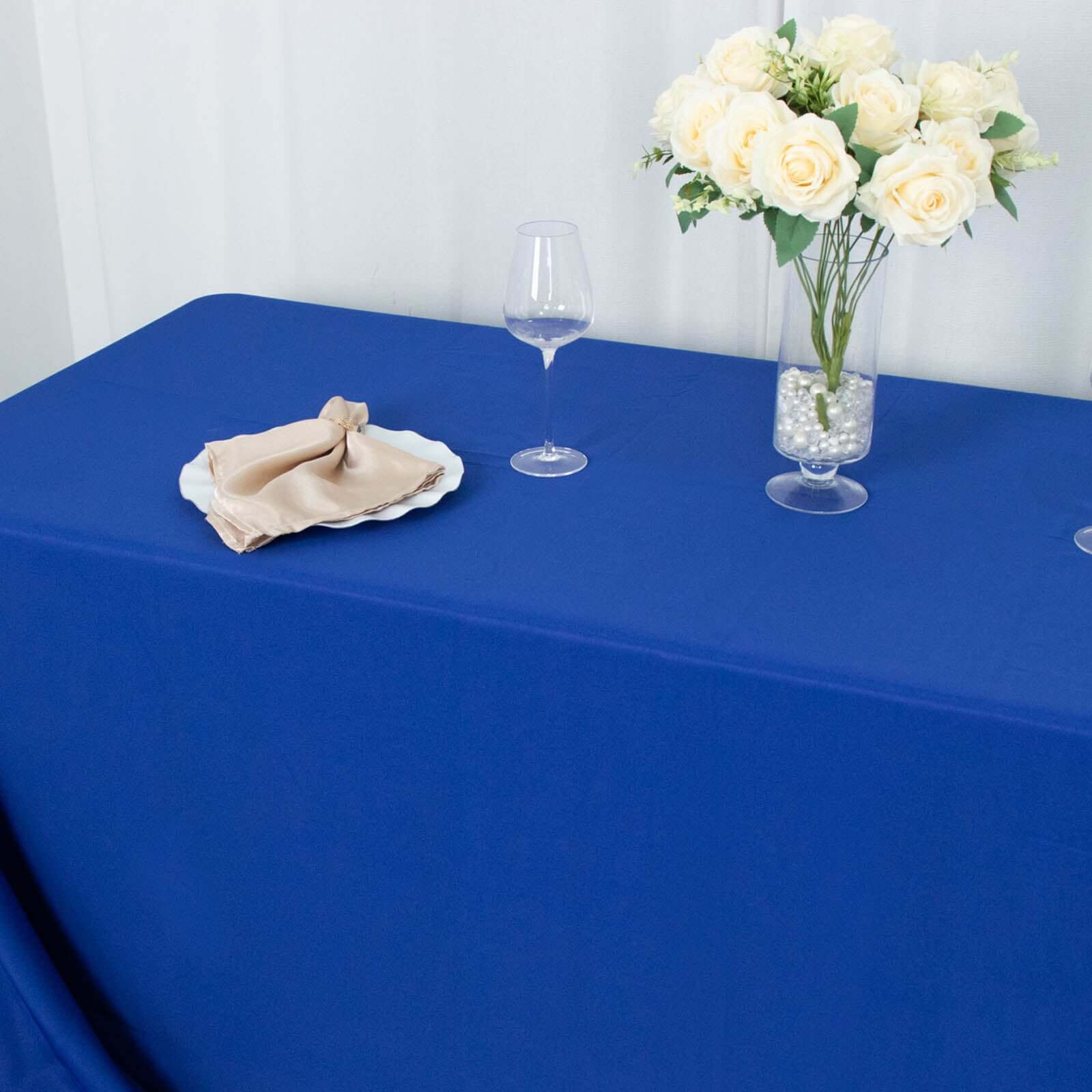 Premium Polyester 90"x156" Rectangle Tablecloth Royal Blue - Seamless 220GSM Stain-Resistant Table Cover