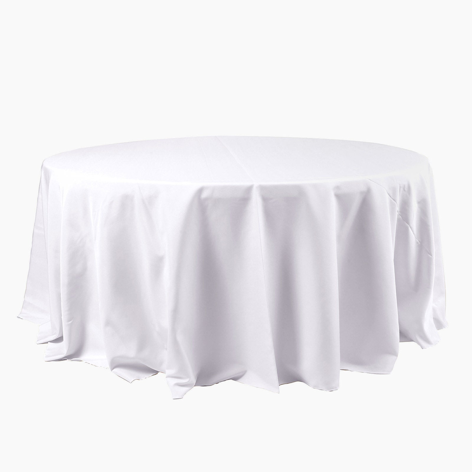 Polyester 120" Round Tablecloth White - Seamless Wrinkle-Resistant Design for Weddings