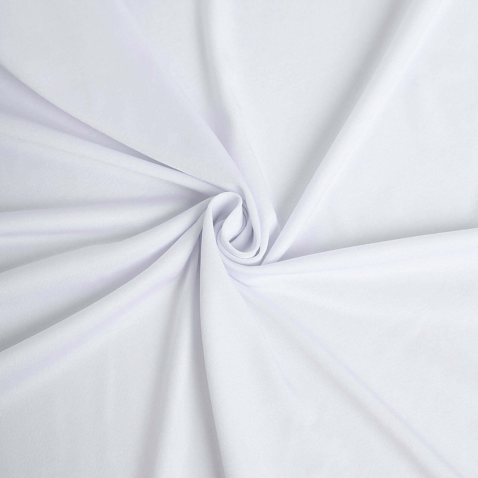 Spandex 32" Round Cocktail Table Cover Skirt White With Natural Wavy Drapes - Stylish & Sophisticated Event Decor