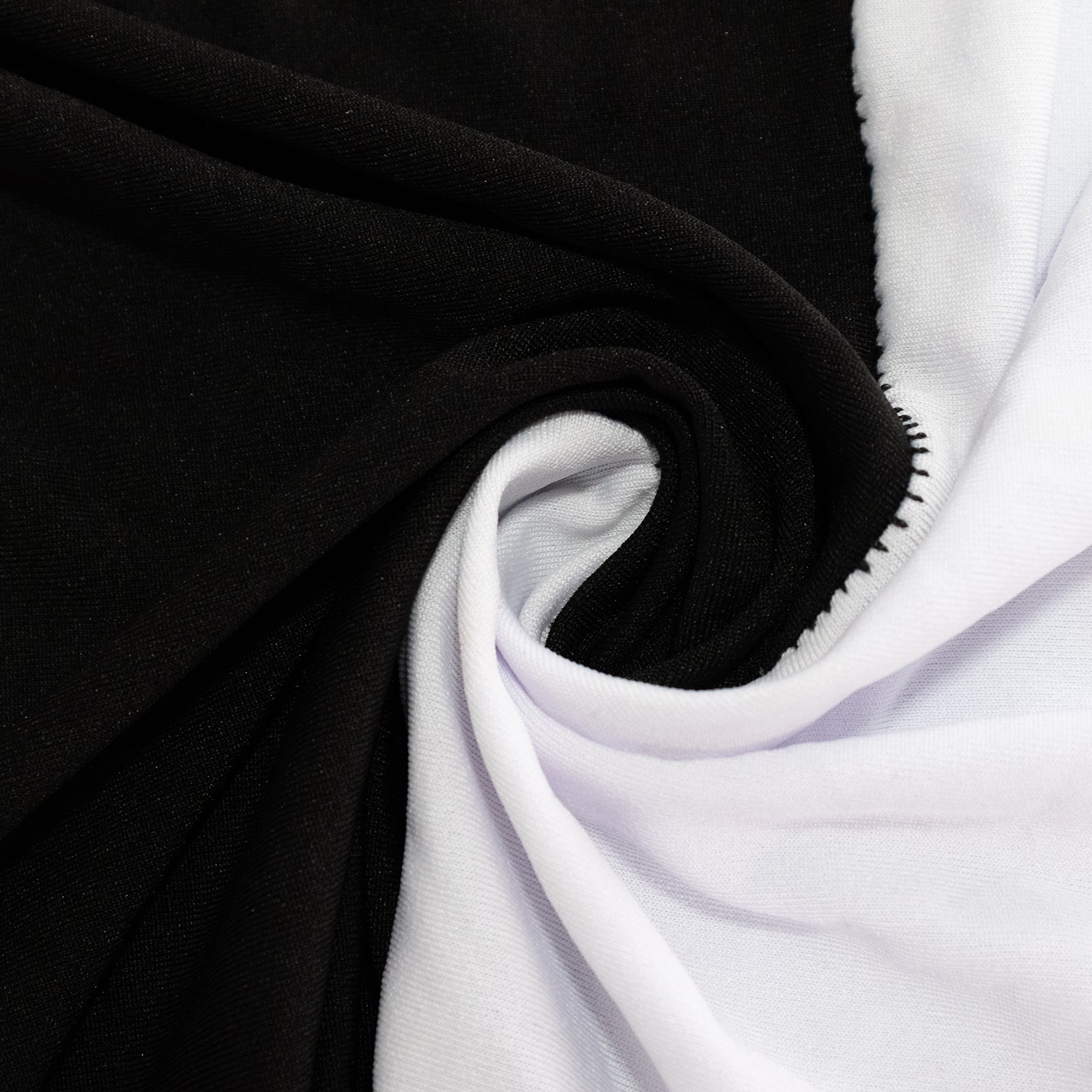 Stretch Spandex 72"x30" Rectangle Table Cover Black/White Cross Over Design - Versatile & Sleek Two-Piece Fitted Tablecloth with Elastic Foot Pockets