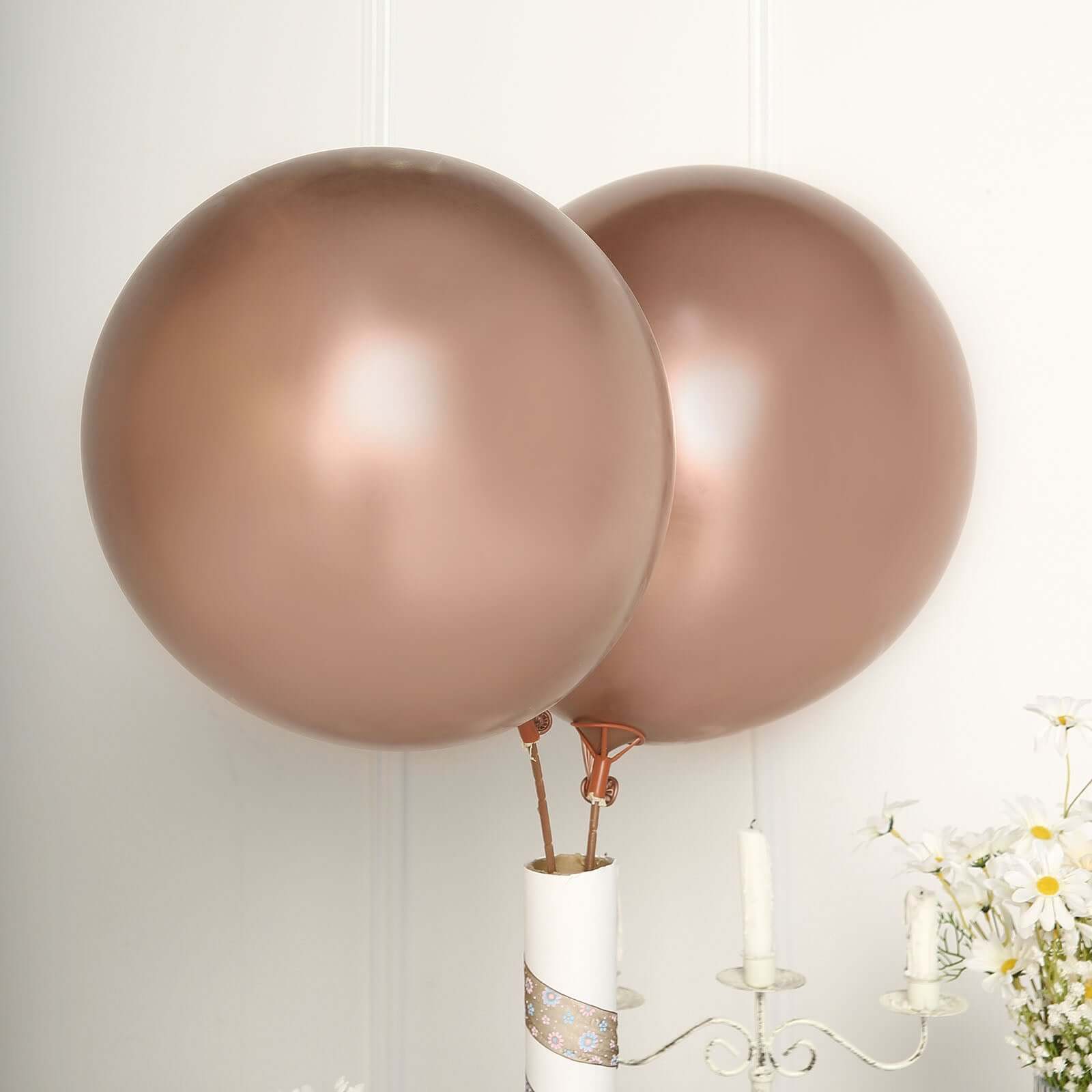 5 Pack 18" Metallic Chrome Rose Gold Latex Helium Air Balloons