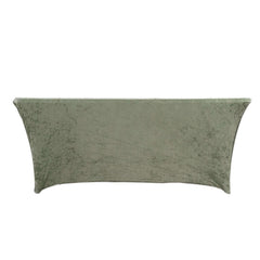 Crushed Velvet Fitted Rectangular 6ft Table Cover Sage Green - Wrinkle-Free Stretchy Tablecloth