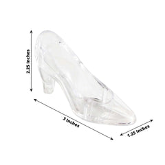 12 Pack 3" Clear Cinderella Princess Slippers Party Decor Gift Favor, Candy Container Treats Display