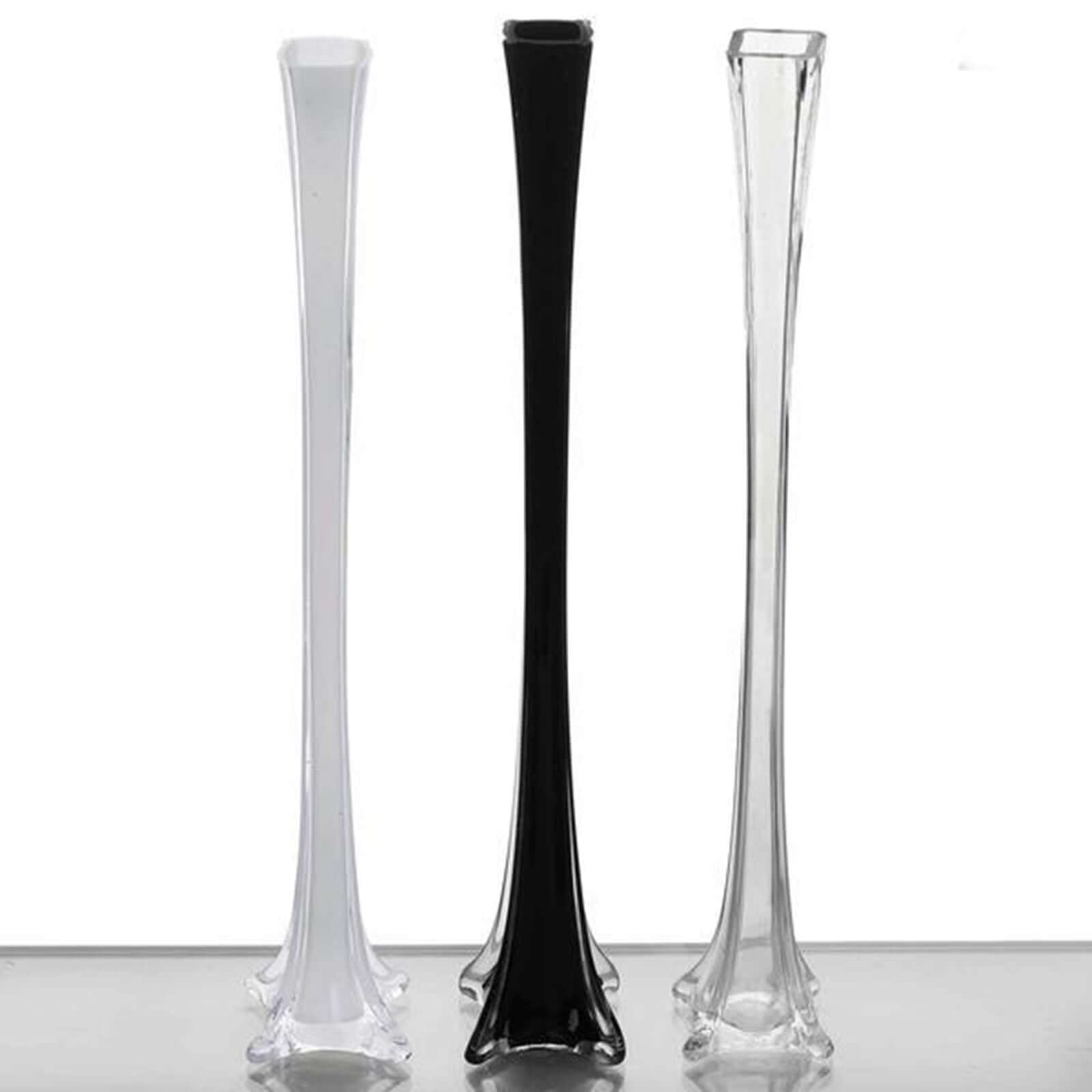 6-Pack Glass Eiffel Tower Flower Vases Black - Tall Wedding Table Decor 24"