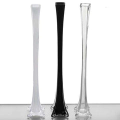 6-Pack Glass Eiffel Tower Flower Vases Black - Tall Wedding Table Decor 24"