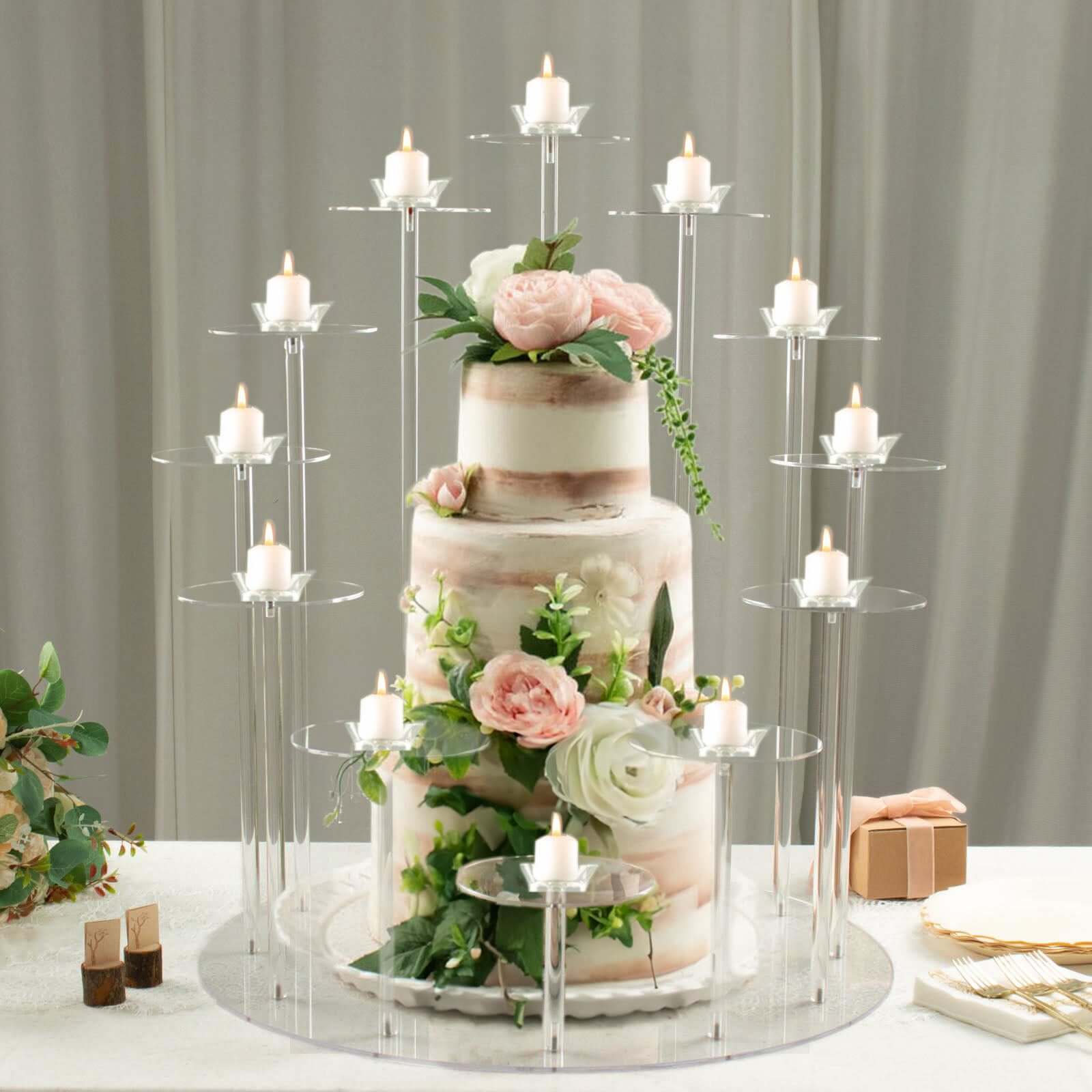 Acrylic Cake Stand with 12-Arm Tiered Cupcake Holders Clear - Easy Assembly Multi-layer Dessert Display Centerpiece Tower for Weddings Gala Events & Celebrations 29"