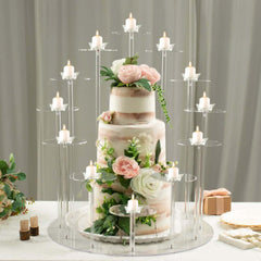 Acrylic Cake Stand with 12-Arm Tiered Cupcake Holders Clear - Easy Assembly Multi-layer Dessert Display Centerpiece Tower for Weddings Gala Events & Celebrations 29"