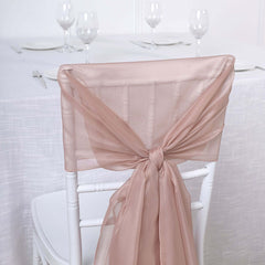 5 Pack Premium Chiffon Chair Sashes Dusty Rose - Soft & Lightweight Designer Chair Bows 22"x78"
