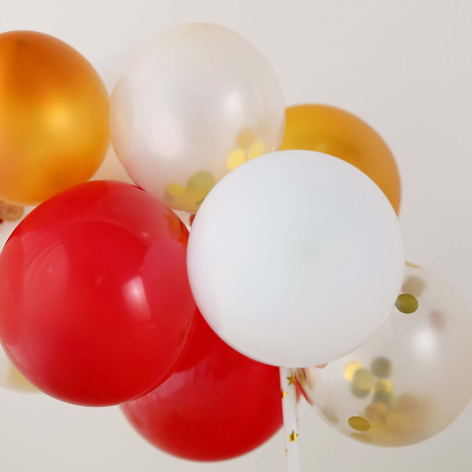 11 Pcs Balloon Cake Topper Clear, Gold, Red and White - Whimsical Clustered Mini Garland Cake Inserts DIY Party Decorations