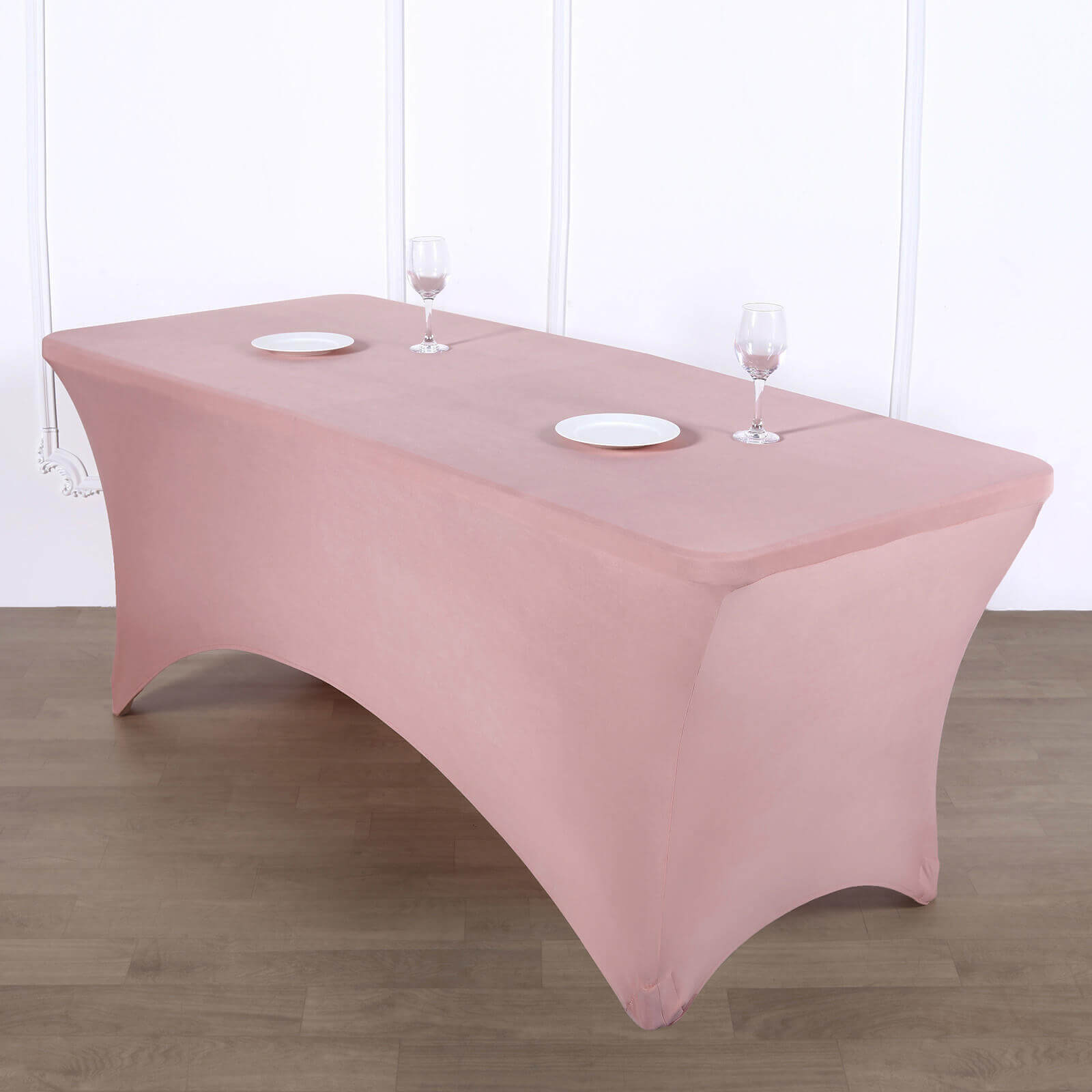 Stretch Spandex 96"x30" Rectangle Table Cover Dusty Rose - Durable Form-Fitting Tablecloth