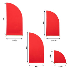 Set of 4 Matte Red Spandex Half Moon Chiara Backdrop Stand Covers, Custom Fitted Wedding Arch Covers - 2.5ft,5ft,6ft,7ft