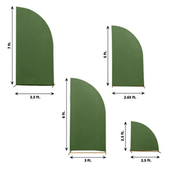 Set of 4 Matte Olive Green Spandex Half Moon Chiara Backdrop Stand Covers, Custom Fitted Wedding Arch Covers - 2.5ft,5ft,6ft,7ft