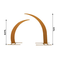 Set of 2 Gold Spandex Half Crescent Moon Backdrop Stand Covers, Custom Fitted Wedding Arch Cover for Curved Arbor Flower Balloon Frame