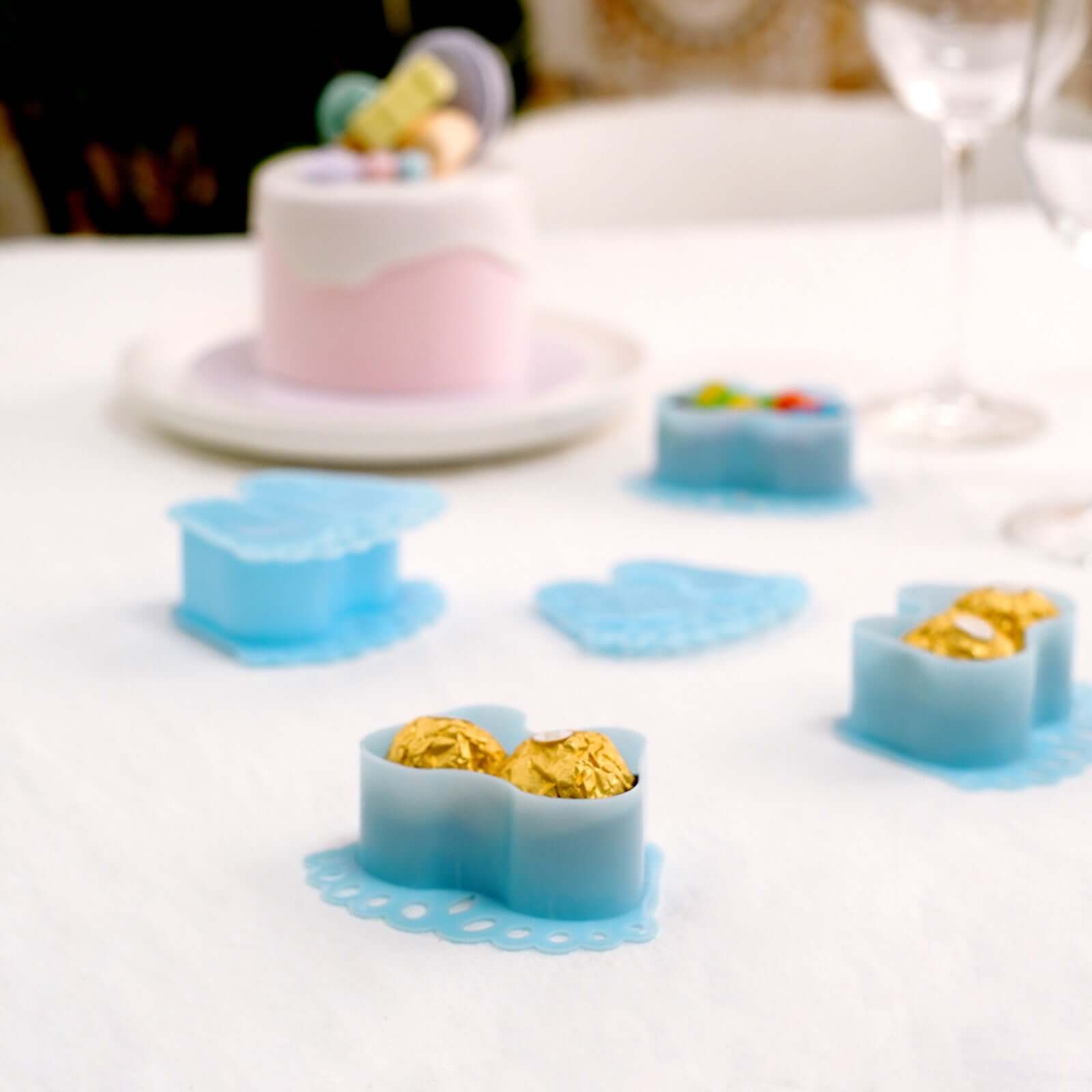 12-Pack Fillable Mini Candy Container in Baby Feet Style Clear/Light Blue - Unique Candy Treat Favor Boxes for Baby Shower 3.5"