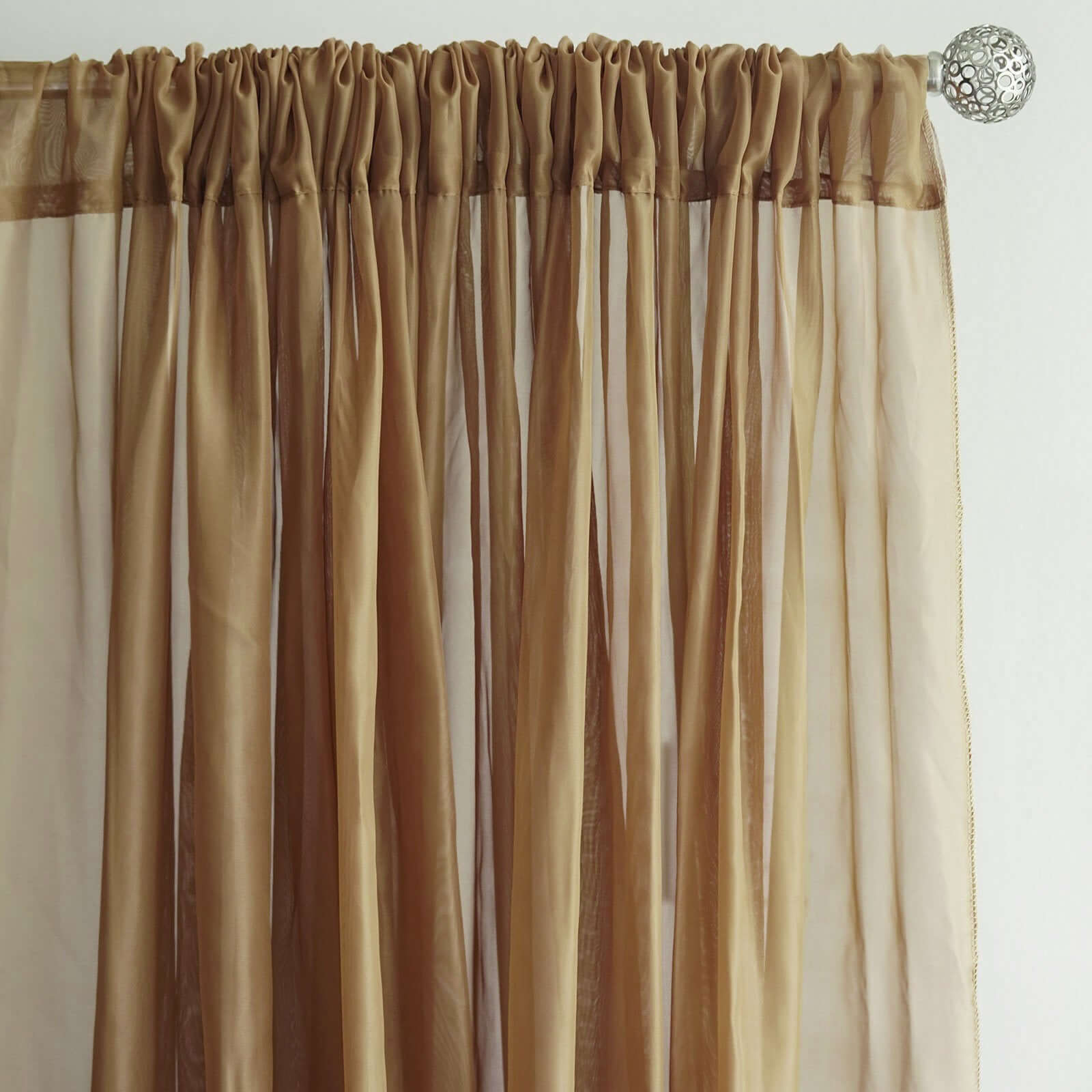 2 Pack Gold Sheer Chiffon Event Curtain Drapes, Durable Flame Resistant Premium Organza Backdrop Event Panels With Rod Pockets - 10ftx10ft