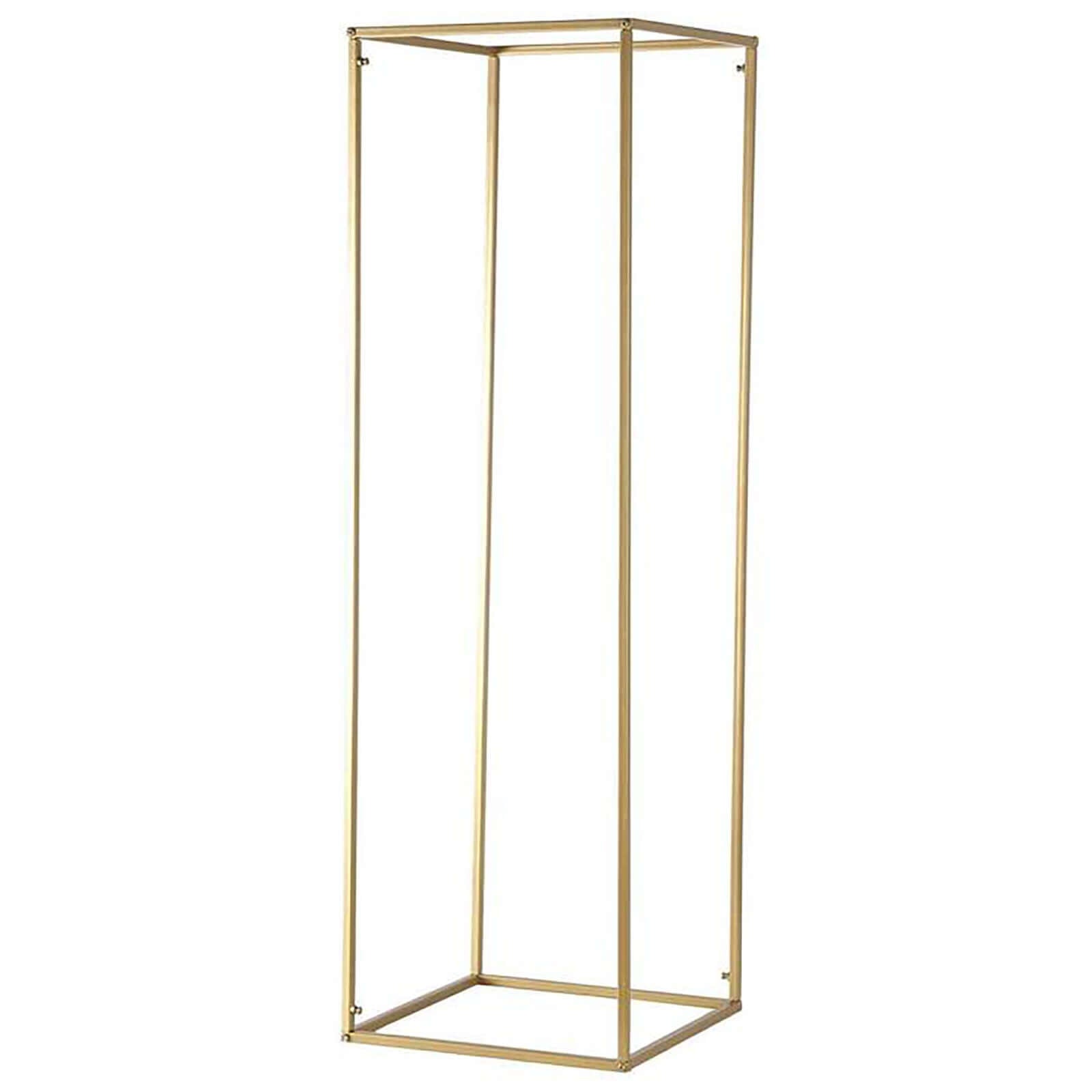2-Pack Wedding Flower Stand Gold Metal Geometric Column Frame Rectangular - Versatile Floral Pedestal for Upscale Arrangements 48"