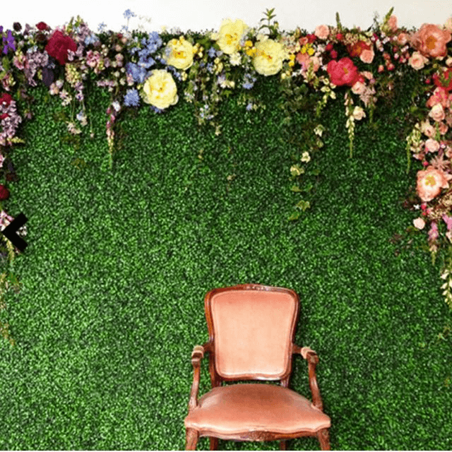 11 Sq ft. Dark Green Boxwood Hedge Garden Wall Backdrop Mat - 4 Artificial Panels