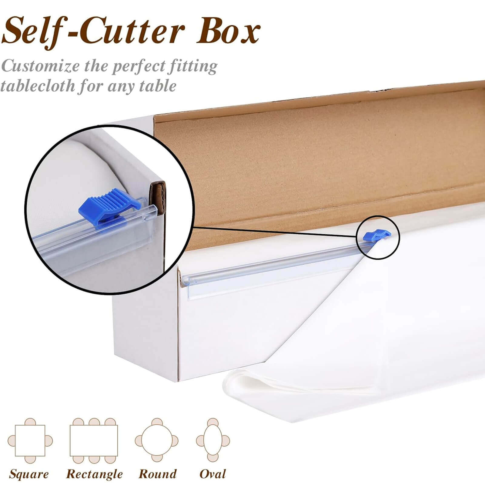 Plastic Table Cover Roll White with Slide Cutter - Customizable Disposable Tablecloth Roll 54"x300ft